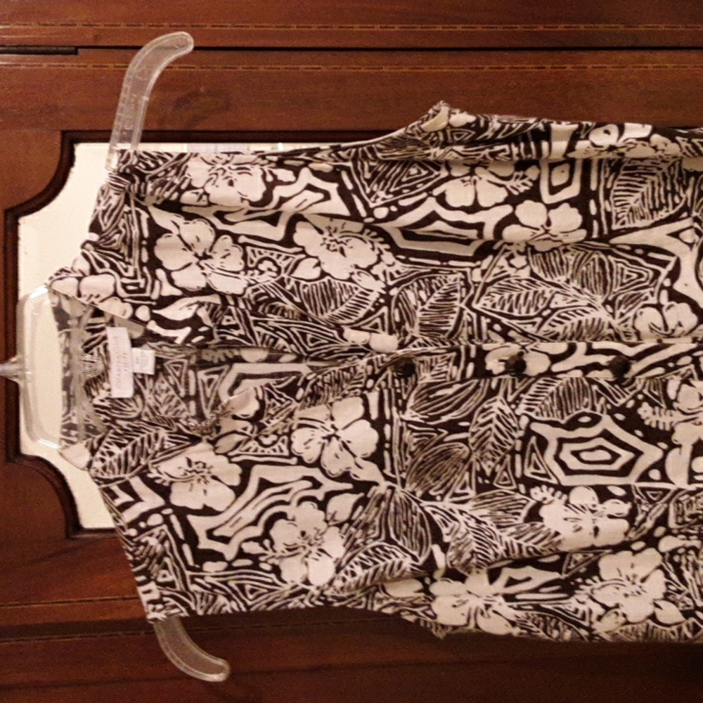 Charter Club Brown & White Tropical Floral Print Dress